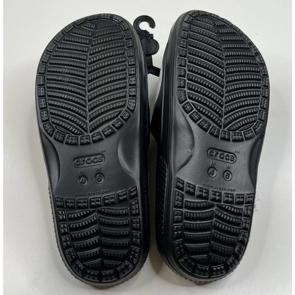 NEW Crocs Classic Logo Slide Rubber Sandals Size 6 Women's Black Roomy Fit - Picture 6 of 7